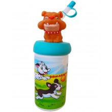 Köpek Maskotlu Pipetli 500 ML Plastik Matara