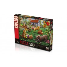 500 Parça Puzzle / Dogs And Cats At Play