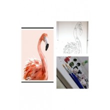 Sayılarla Boyama Fırça Ve Boya Hediyeli Tuval Seti / Flamingo