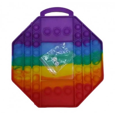 Pop It Gökkuşağı - XXL Sekizgen Tavla - Satranç