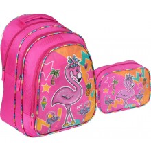 Relaxion - Beslenmeli Flamingo Çekçekli İlkokul Çantası