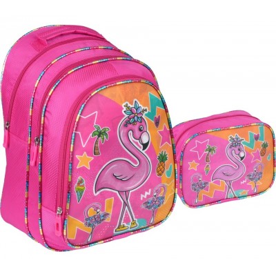 Relaxion - Beslenmeli Flamingo Çekçekli İlkokul Çantası