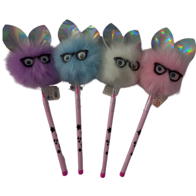 Dolphın POP-1714 Ponpon Tavşan Başlıklı Geçmeli Kalem