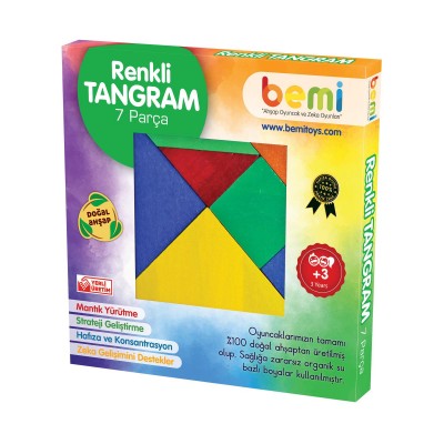 Ahşap 7 li Renkli Tangram