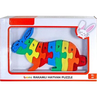 Ahşap Rakamlı Hayvan Puzzle / Tavşan