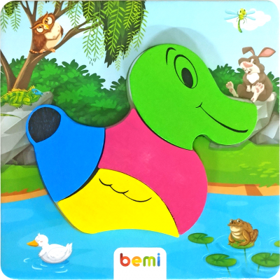 Ahşap Baskılı Sevimli Hayvanlar Puzzle / Ördek