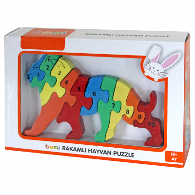 Ahşap Rakamlı Hayvan Puzzle / Aslan