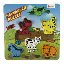 Ahşap Baskılı Puzzle / Hayvanlar