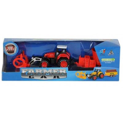 Metal ÇekBırak Traktör Römorklu - Kırmızı