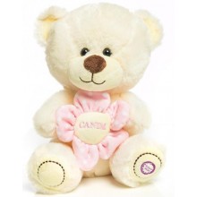 Peluş Elinde Çiçekli Ayıcık / Beyaz