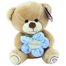Peluş Elinde Çiçekli Ayıcık / Kahverengi