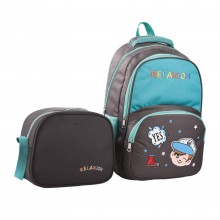 İlkokul Beslenmeli Sırt Çantası - Gri Patenli Çocuk