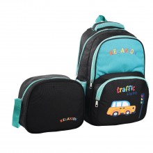 İlkokul Beslenmeli Sırt Çantası - Siyah Trafik