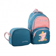 İlkokul Beslenmeli Sırt Çantası - Yeşil Kedi