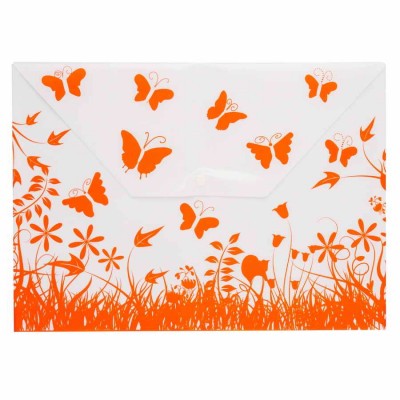 Çıtçıtlı Dosya Kelebek Desenli - Turuncu