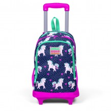 Coral High Üç Bölmeli Unicorn Desenli Çekçekli Sırt Çantası