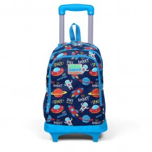 Coral High Üç Bölmeli Uzay Desenli Çekçekli Sırt Çantası