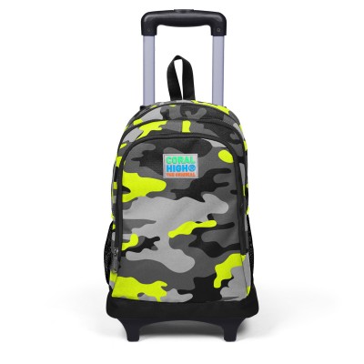 Coral High Üç Bölmeli Kamuflaj Desenli Çekçekli Sırt Çantası