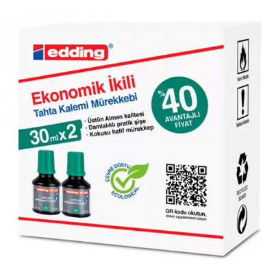 Edding Tahta Kalem Mürekkebi 2'li 30mlX2 / Yeşil