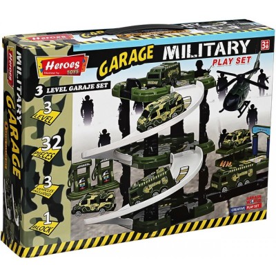 Heroes Toys - Tek Katlı Üç Blok Küçük Asker Otopark Seti