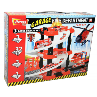 Heroes Toys - Tek Katlı Üç Blok İtfaiye Otopark Seti