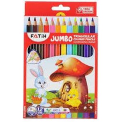 Fatih - Jumbo Üçgen Tam Boy Kalem boya / 12'li