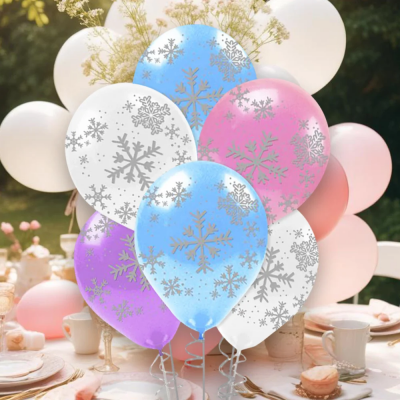 Kika - Baskılı Pastel Balon / Snowflakes - 100'lü