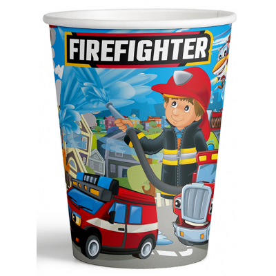 Kika - Firefighters Karton Bardak 8 oz / 8 adet