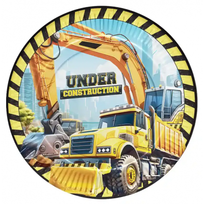 Kika - İnşaat Makineleri Karton Tabak / 8 adet