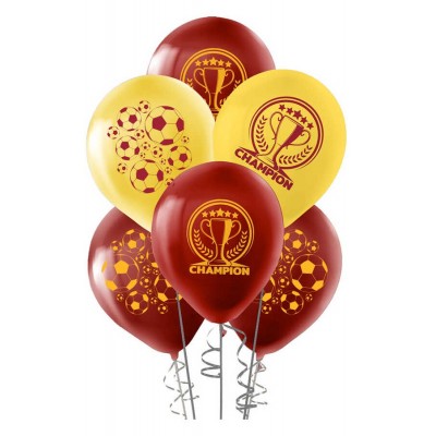 Kika - Baskılı Pastel Balon Champion / Sarı - Kırmızı - 100'lü