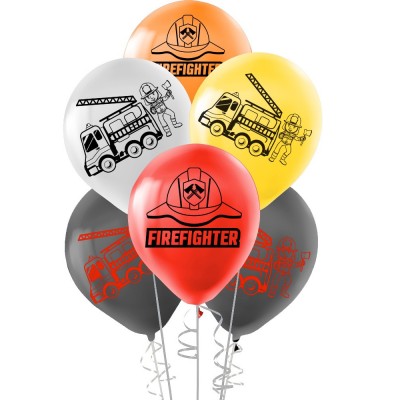 Kika - Baskılı Pastel Balon / Firefighters - 100'lü