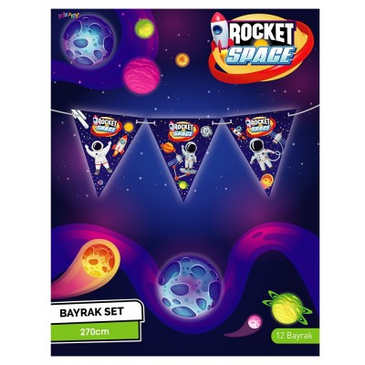 Kika - Space Baskılı Üçgen Flama