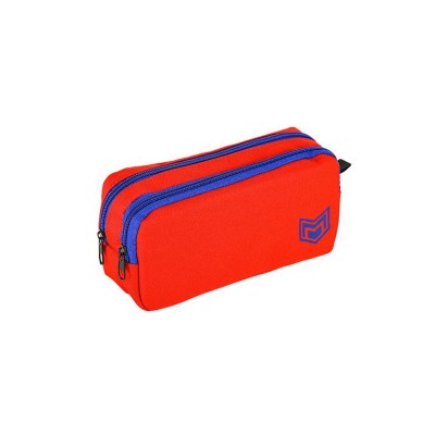 Mikro - 2002 Kalem Çantası Çift Gözlü / Kırmızı - Mavi