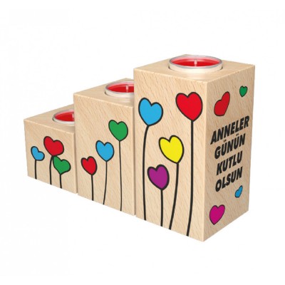 Dekoratif Ahşap Mumluk