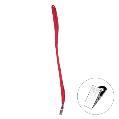 Metal Klipsli Yaka İpi - Kırmızı