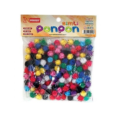 Mikro - Simli Ponpon 10 mm - 200'lü