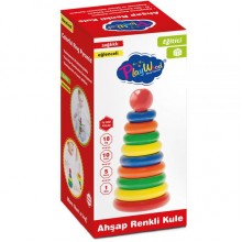 Kutuda Ahşap Renkli Kule / Halka Geçirme