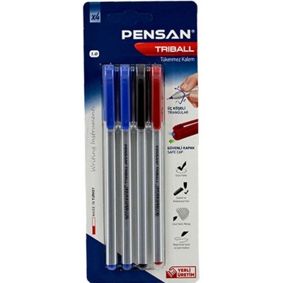 Pensan - Triball Tükenmez Kalem / 1.0 mm - 4'lü