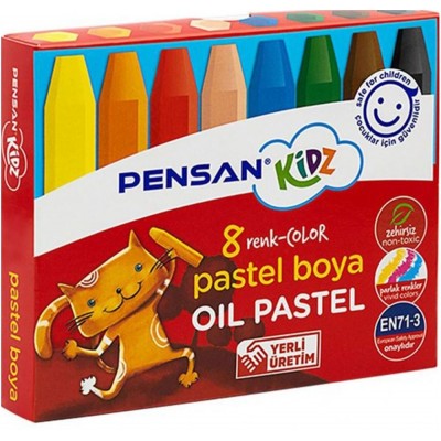 Pensan - Kidz Oil Karton Kutu Pastel Boya / 8'li