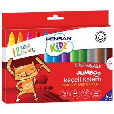 Pensan - Kidz Yıkanabilir Jumbo Keçeli Kalem / 12'li