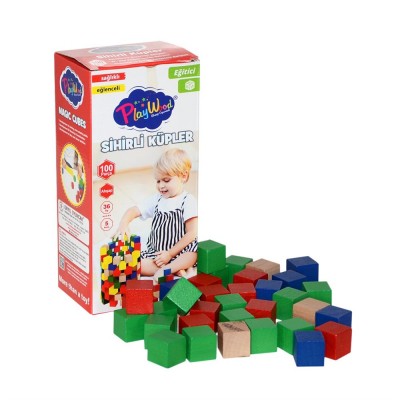 Ahşap 100 Parça Sihirli Küpler Kutuda