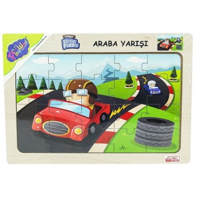 Ahşap Eğitici Puzzle / Araba Yarışı