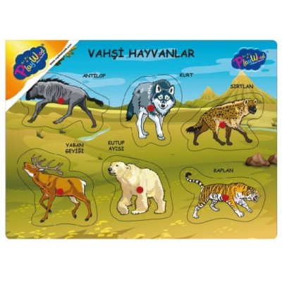 Ahşap Tutmalı Vahşi Hayvanlar Puzzle