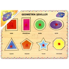 Ahşap Tutmalı Geometrik Şekiller Puzzle