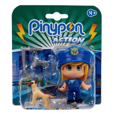 PİNYPON - Action Kurtarma Tekli Figür / Kadın Köpekli Polis