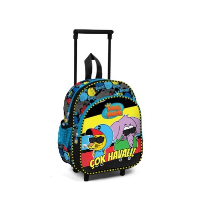 Kral Şakir Siyah Çekçekli Anaokul Çantası