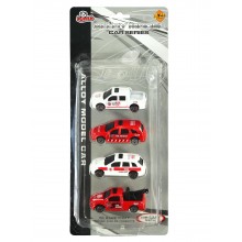 4'lü Metal Araçlar Kırmızı-Beyaz
