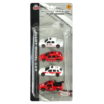 4'lü Metal Araçlar Kırmızı-Beyaz