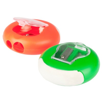 Çiftli Depolu Silgili Kalemtraş Turuncu Renk