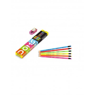 Doms Neon Kurşun Kalem 12'li + Silgi + Kalemtraş